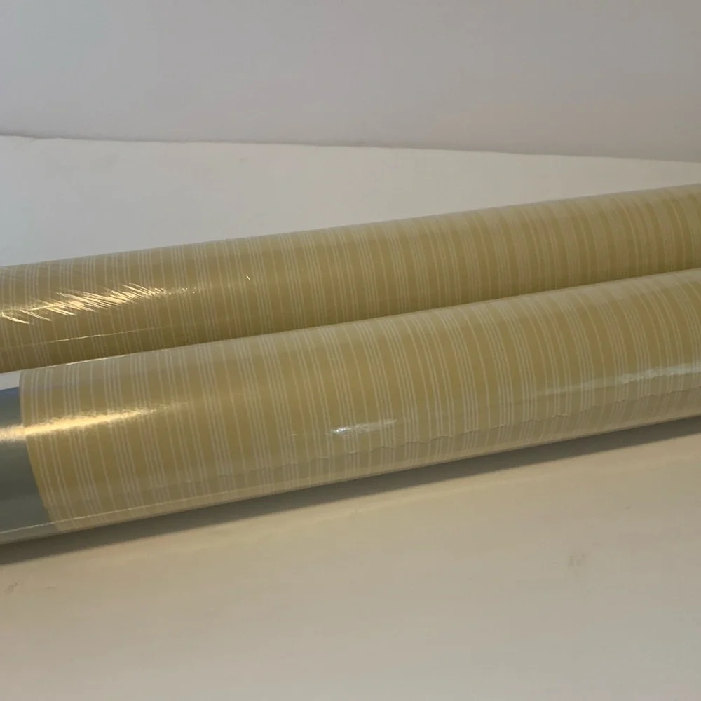 Williamsburg Striped Wall Paper TWO Double Rolls 27”x 9 yds/roll Yellow & White